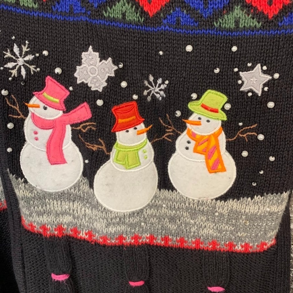 Vtg Designers Originals Studio Christmas Snowman Sweater Knit Full Zip Women's M - Picture 2 of 13